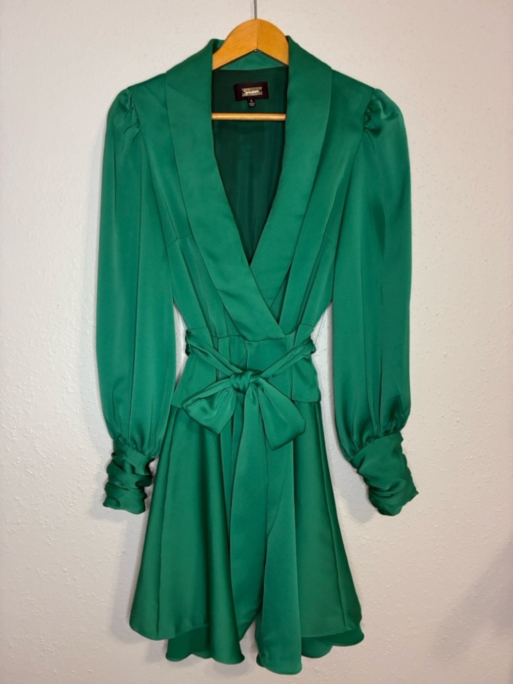 Alexia Admor Emerald Green Long Sleeve Wrap Mini Dress